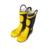 Fireman's boot with steel toe, size 43, featuring heat and oil-resistant rubber sole and reinforced midsole for enhanced protection