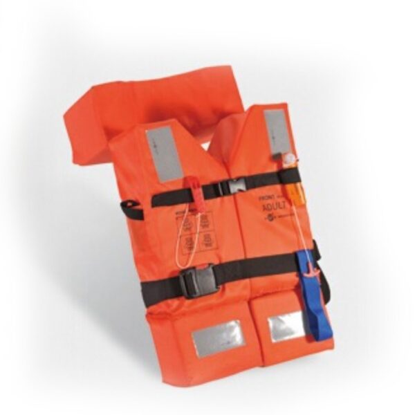 Adult 275N life jacket certified by Rongsheng/MED, designed for maximum buoyancy and safety in offshore and extreme marine environments