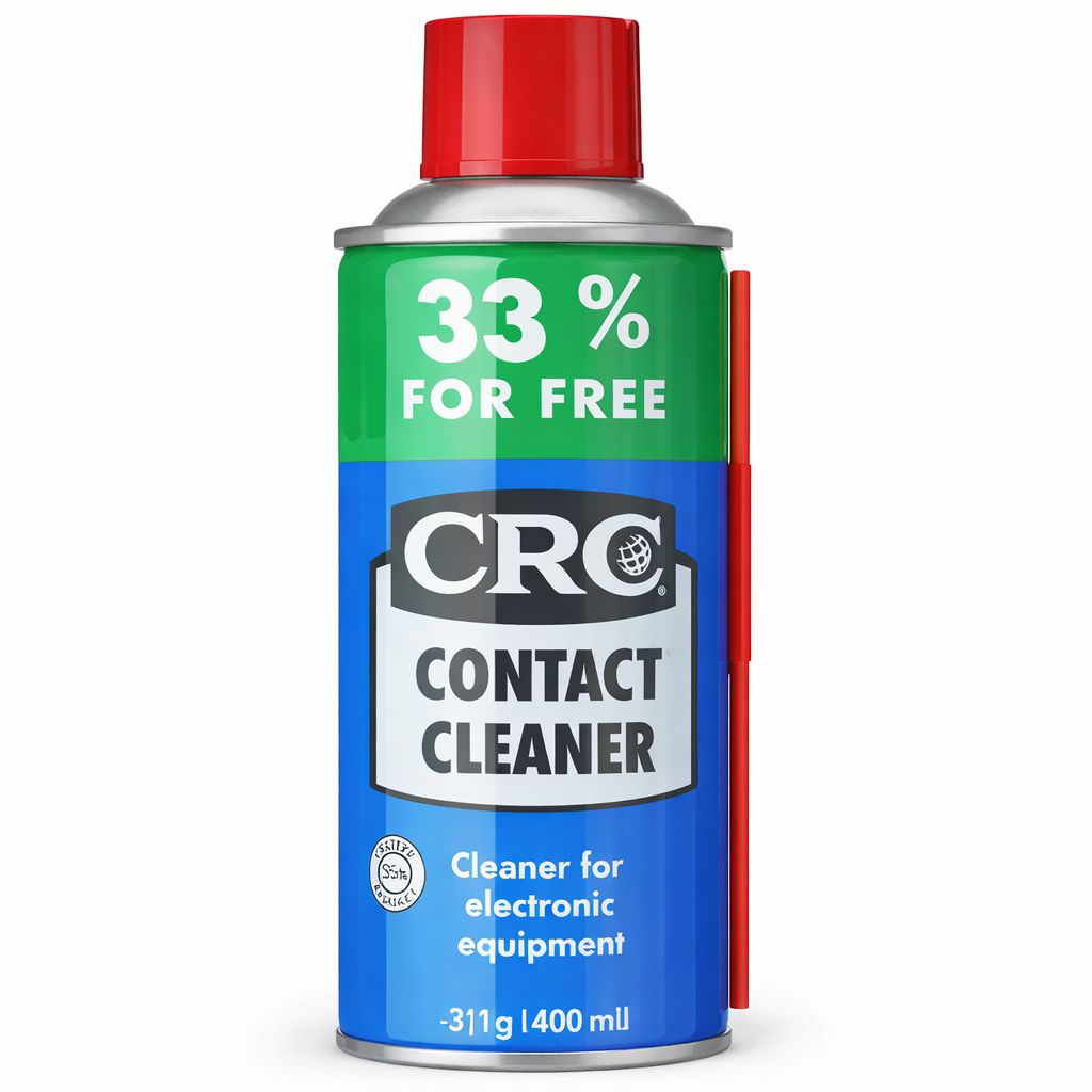 CRC contact cleaner electrical spray for cleaning sensitive electronic components, removing moisture, and improving electrical conductivity
