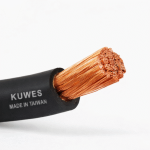 KUWES welding cable black single rubber insulation pure copper heavy duty welding power cable for industrial and marine welding applications