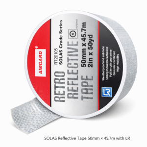 SOLAS reflective tape 50mm x 45.7m LR certified marine safety tape for enhanced visibility on life saving equipment and vessels