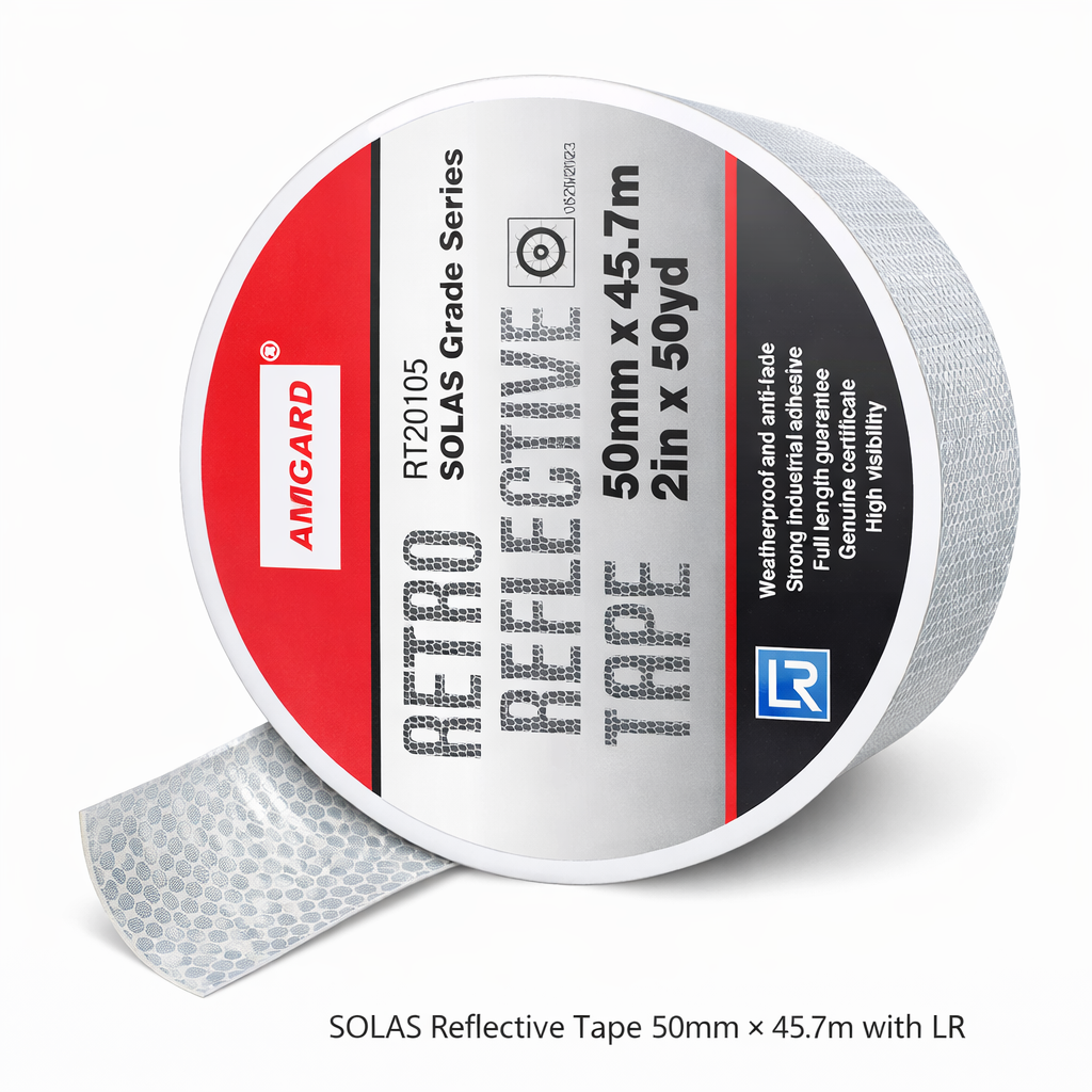 SOLAS reflective tape 50mm x 45.7m LR certified marine safety tape for enhanced visibility on life saving equipment and vessels