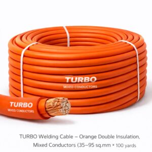 TURBO welding cable orange double insulation mixed conductors heavy duty welding power cable 35–95 sq mm for industrial and marine applications