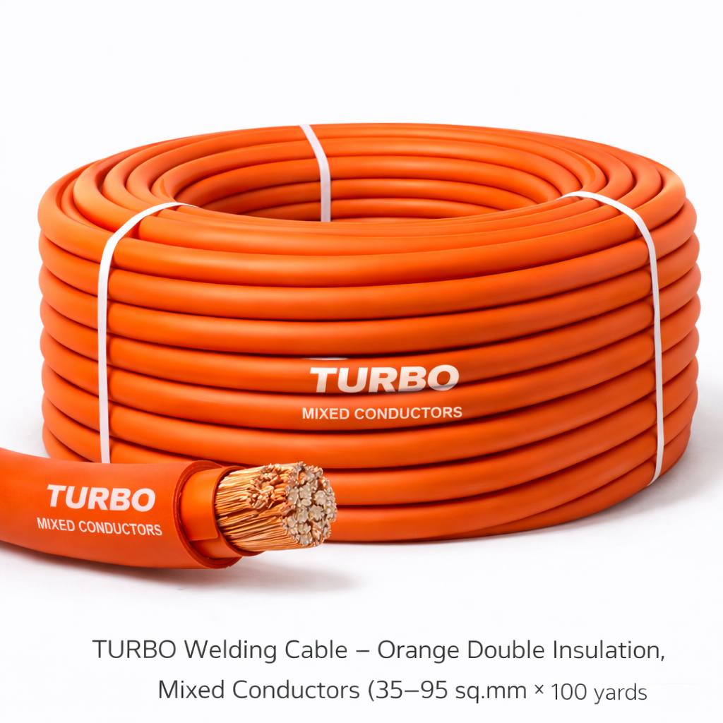 TURBO welding cable orange double insulation mixed conductors heavy duty welding power cable 35–95 sq mm for industrial and marine applications