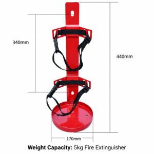 5kg fire extinguisher wall bracket L shape with adjustable nylon strap and tray base