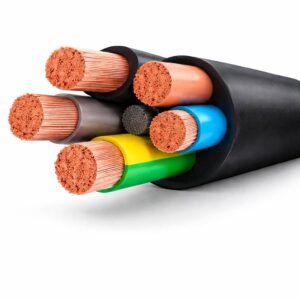 Heavy duty rubber insulated electrical cable with copper conductors