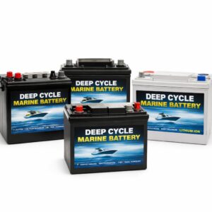 Deep cycle marine battery designed for reliable power supply in boats, yachts, and marine electrical systems