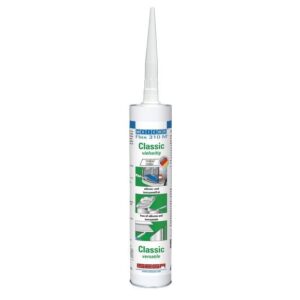 WEICON Flex 310 M Classic MS-Polymer sealant 310 ml white cartridge 13303310 on white background.
